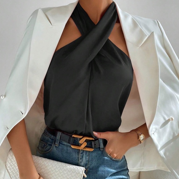 Luxe Satin Halter Tank Top - Picture 3 of 7